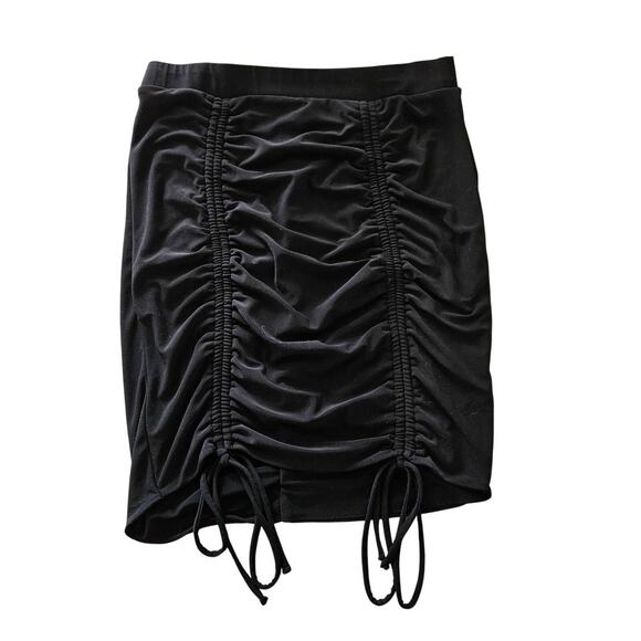 Iris Drawstring Bodycon Mini Skirt Ruched Back Elastic Waist Size Large - Picture 1 of 7